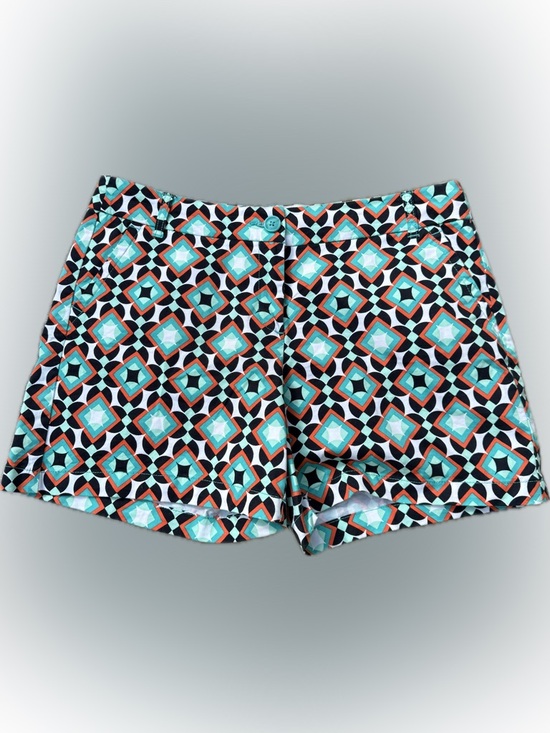 crown & ivy Pants - crown & ivy Geometric Aqua, Black & Orange Printed Women’s Shorts